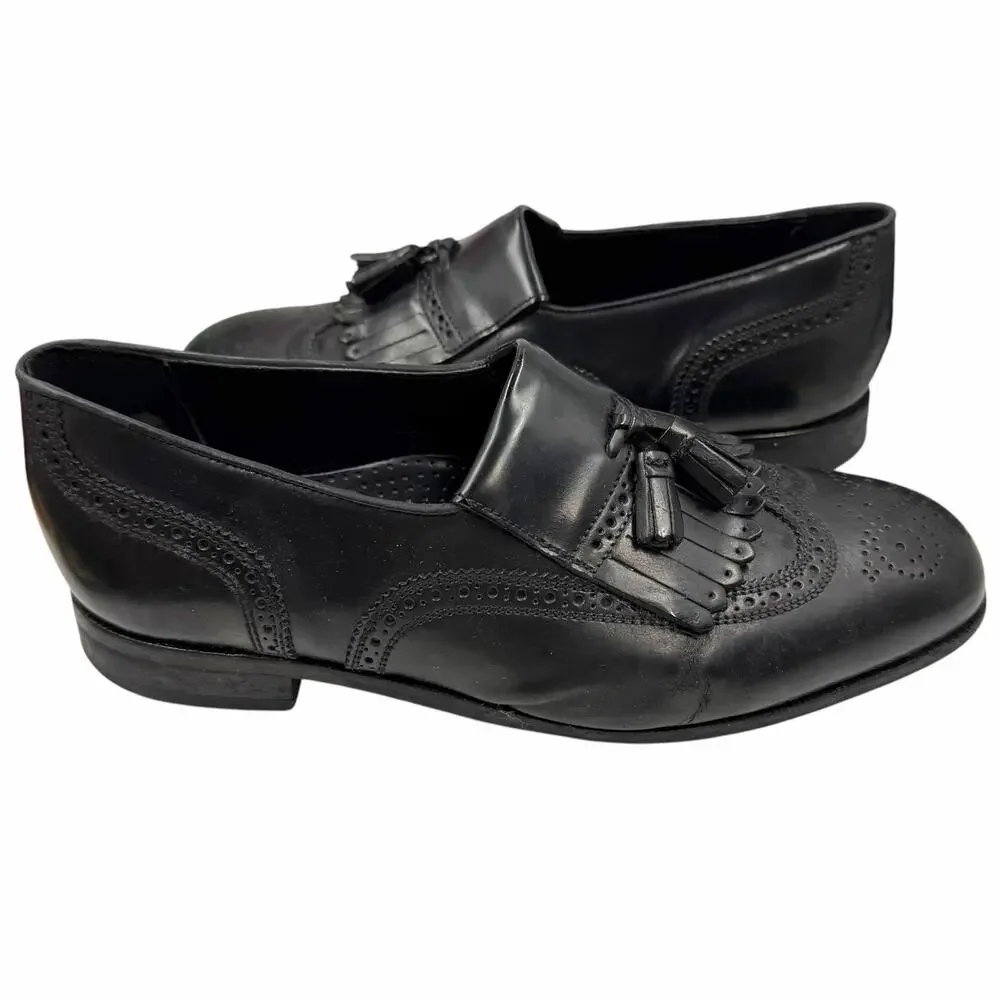 Florsheim Lexington Black Leather Kiltie Tassel Wingtip Loafers Shoes Mens Sz 10